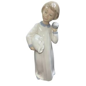 Vintage Zaphir Lladro “Off To Bed” Porcelain Figurine Boy Pillow Clock #0596